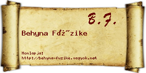 Behyna Füzike névjegykártya